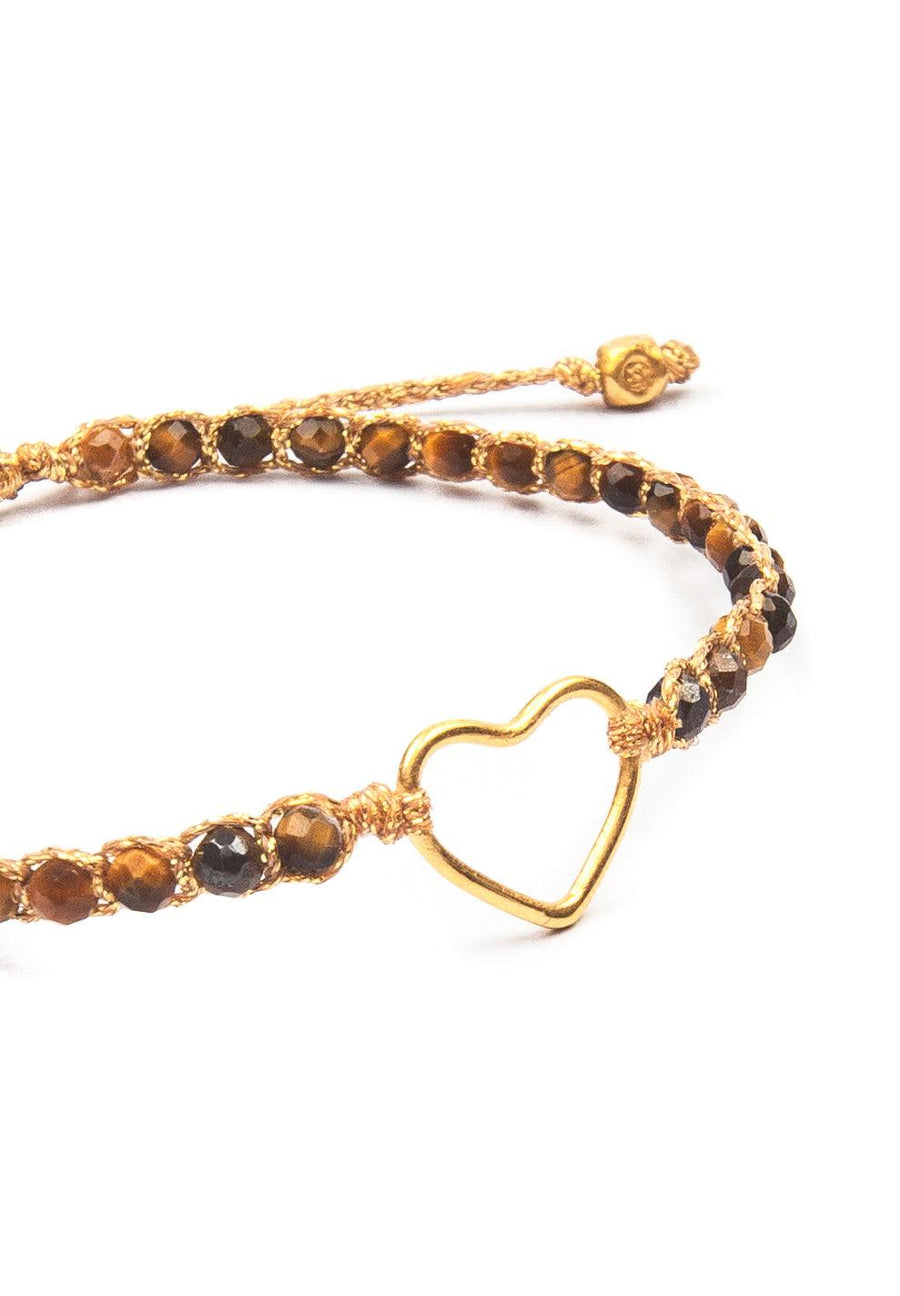 Tiger Eye Bracelet Heart | Gold