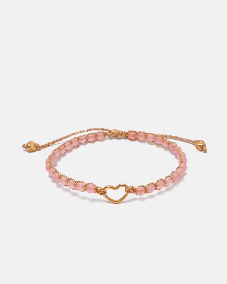 Pink Tourmaline Heart Kids Bracelet | Gold