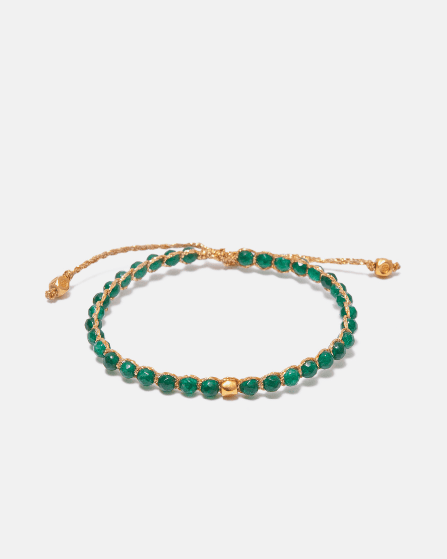 Green Emerald Nugget Kids Bracelet | Gold