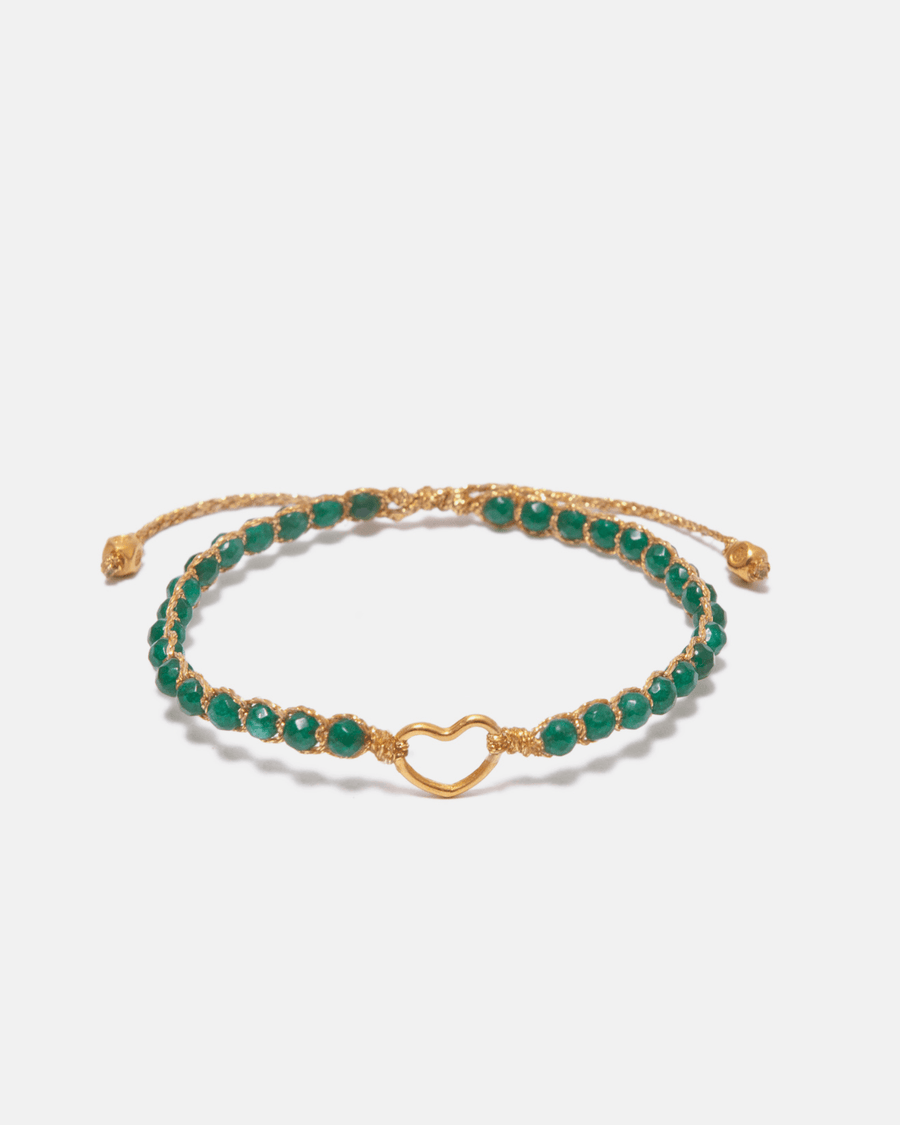 Green Emerald Heart Kids Bracelet | Gold