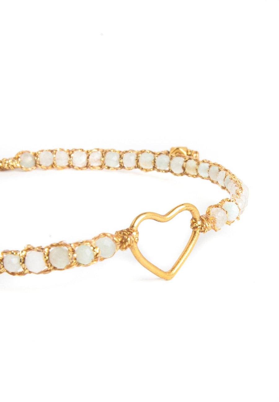 Aquamarine Heart Bracelet | Gold - Samapura Jewelry