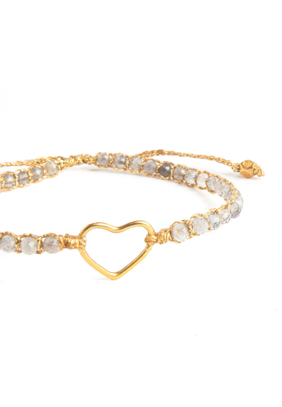 Labradorite Heart Bracelet | Gold