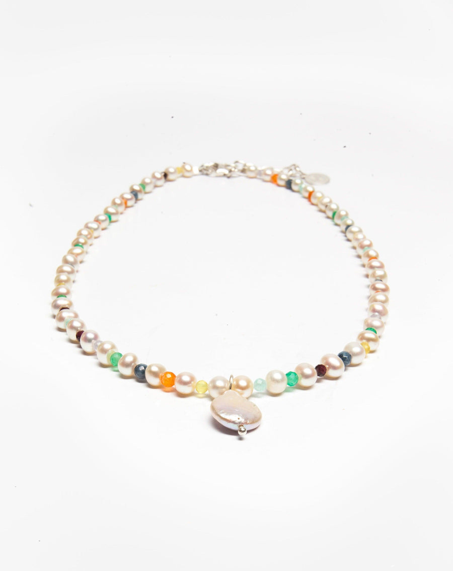 Fresh Water Pearl & Gemstone Necklace | Silver - Samapura Jewelry