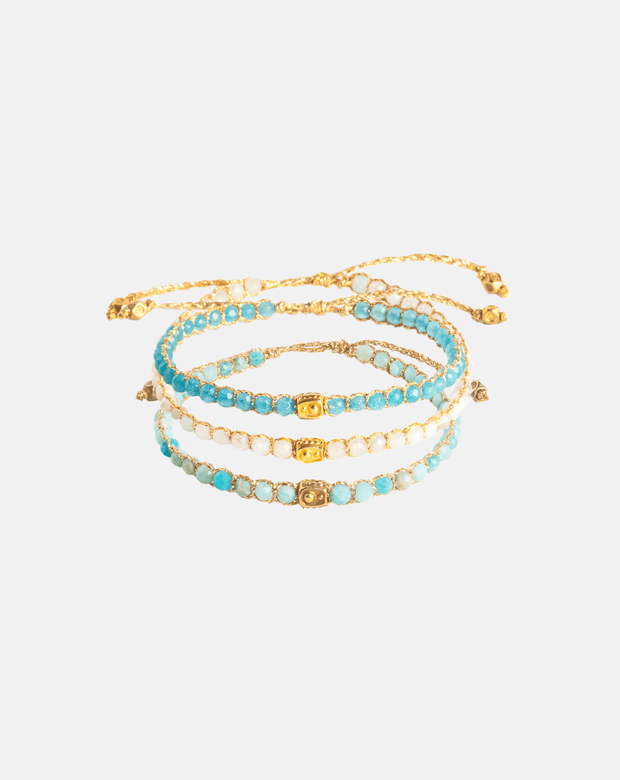 Throat Chakra Stack Bracelets | Gold - Samapura Jewelry