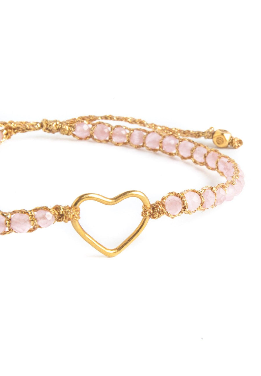 Pink Tourmaline Mozambique Heart Bracelet | Gold - Samapura Jewelry
