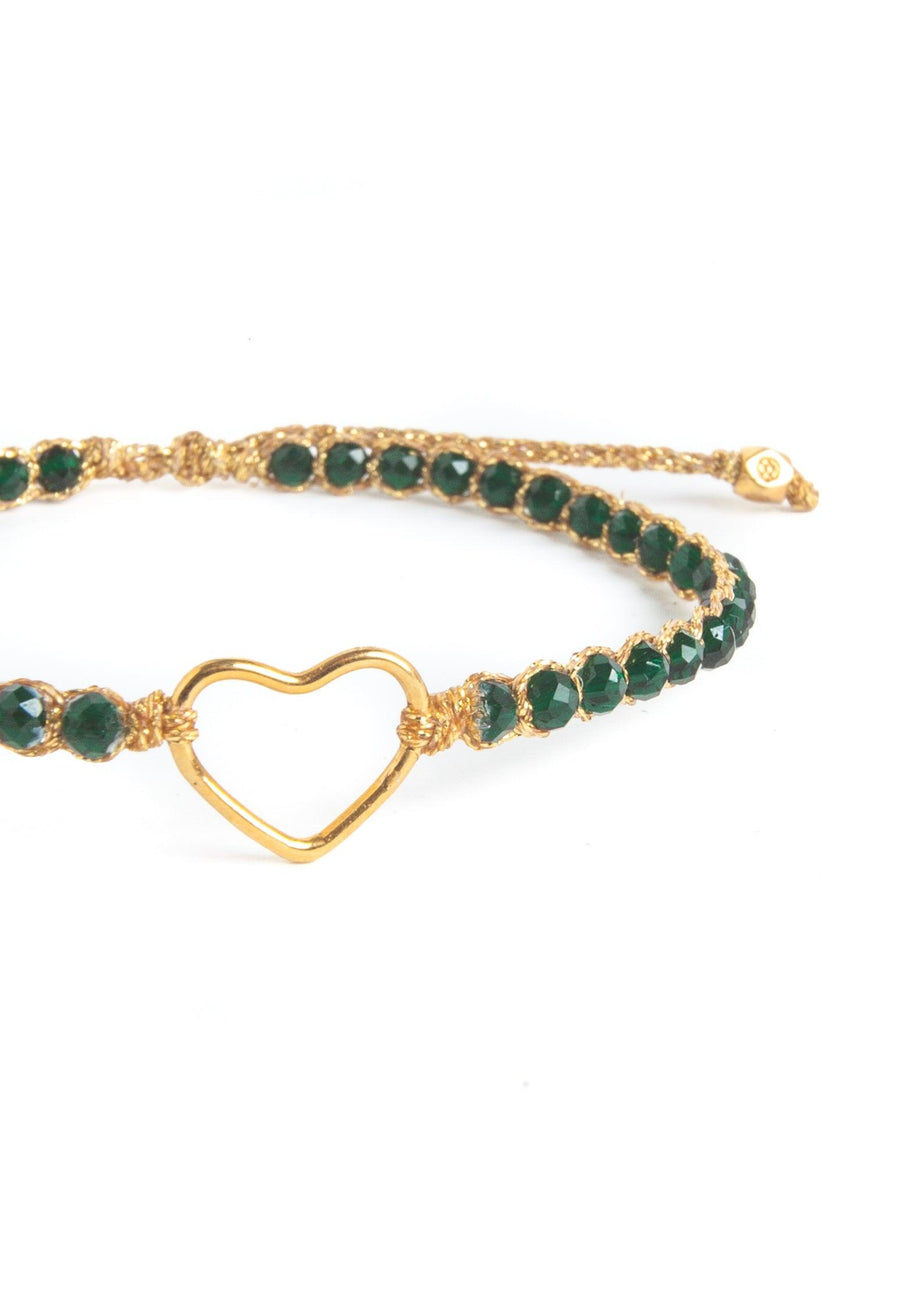 Green Spinel Heart Bracelet | Gold