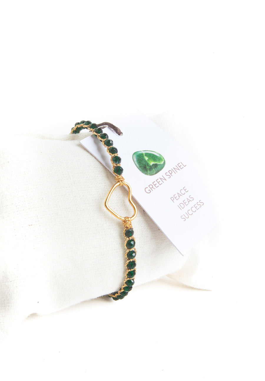Green Spinel Heart Bracelet | Gold - Samapura Jewelry