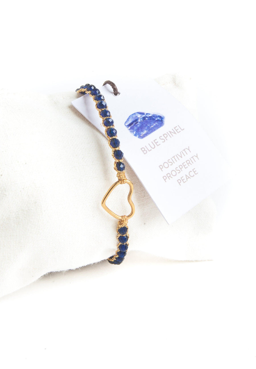 Blue Spinel Heart Bracelet | Gold - Samapura Jewelry