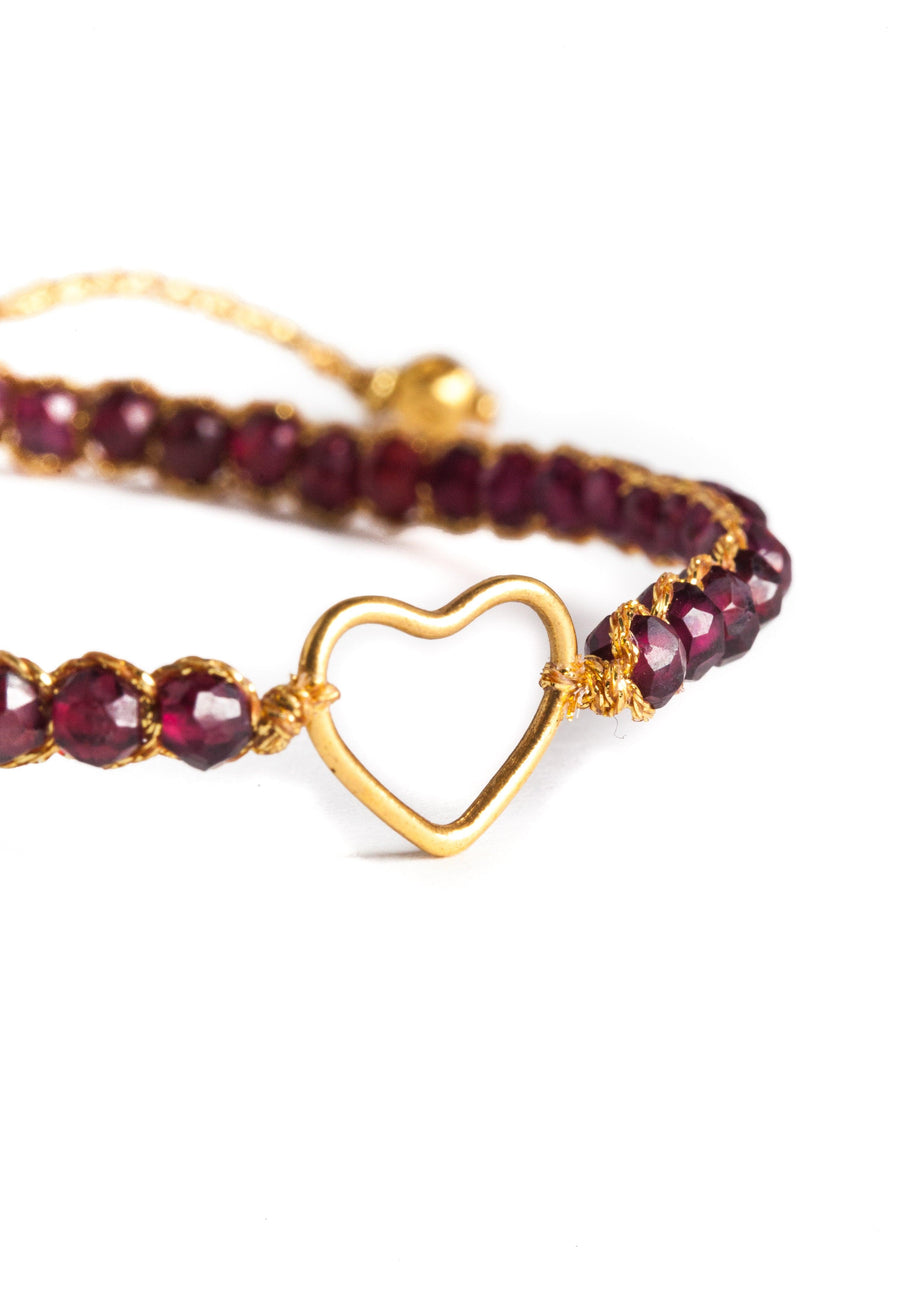 Ruby Heart Bracelet | Gold - Samapura Jewelry