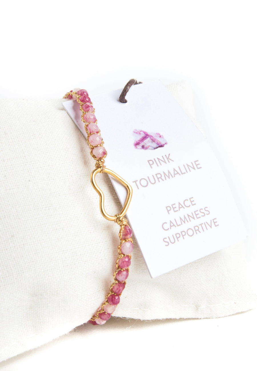 Pink Tourmaline Heart Bracelet | Gold - Samapura Jewelry