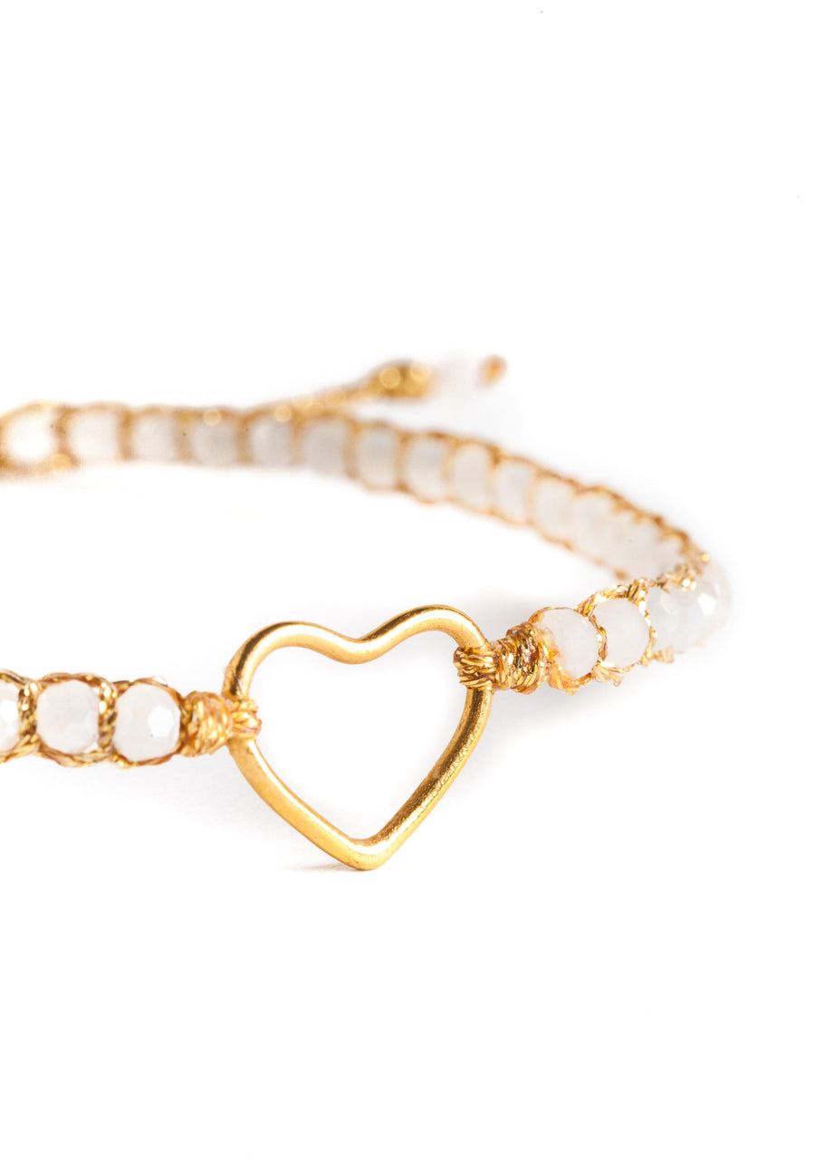 Crystal Rainbow Heart Bracelet | Gold - Samapura Jewelry