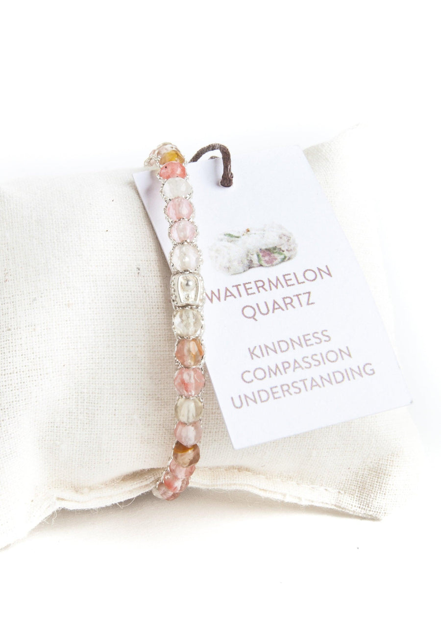 Watermelon Quartz Bracelet | Silver - Samapura Jewelry