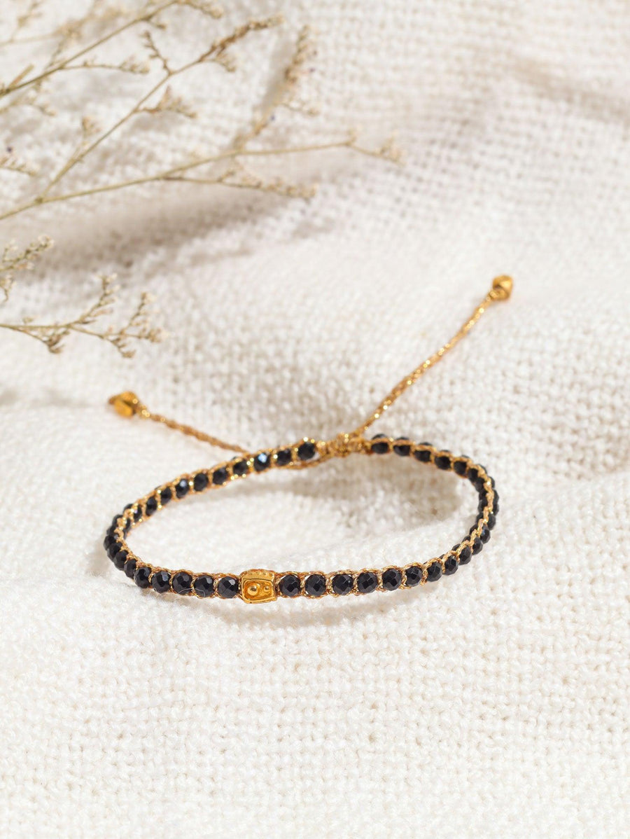Black Spinel Bracelet | Gold - Samapura Jewelry