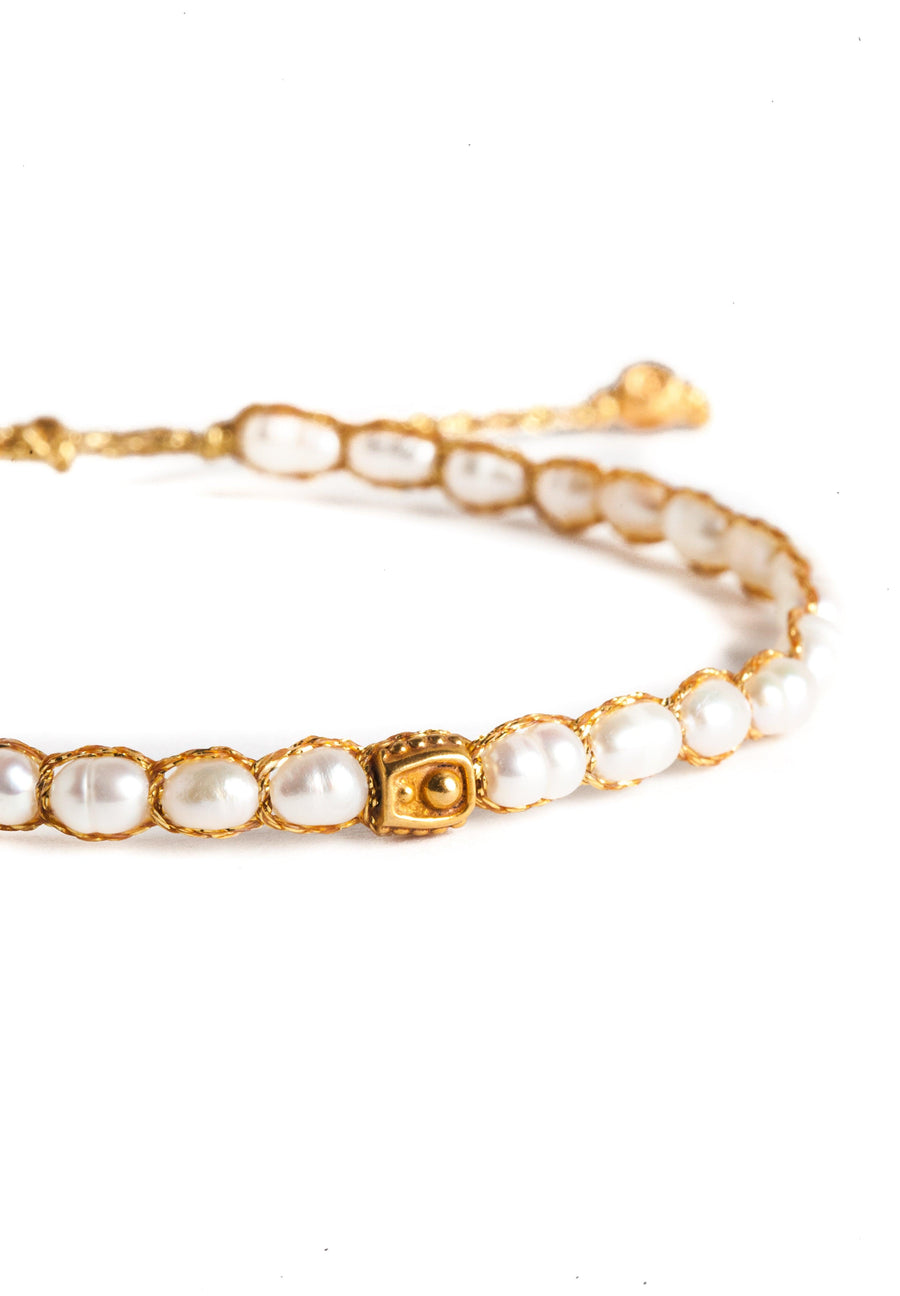 Fresh Water Pearl Oval Bracelet | Gold - Samapura Jewelry