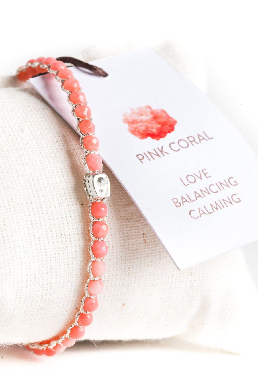Pink Coral Bracelet | Silver - Samapura Jewelry