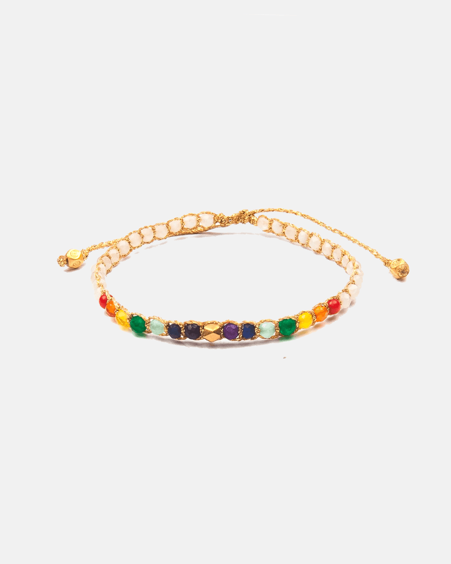 7 Chakras Moonstone Bracelet | Gold - Samapura Jewelry