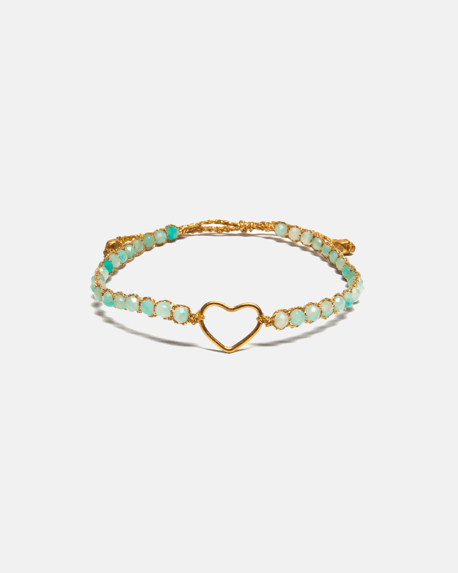 Amazonite From South Africa Heart Bracelet | Gold - Samapura Jewelry