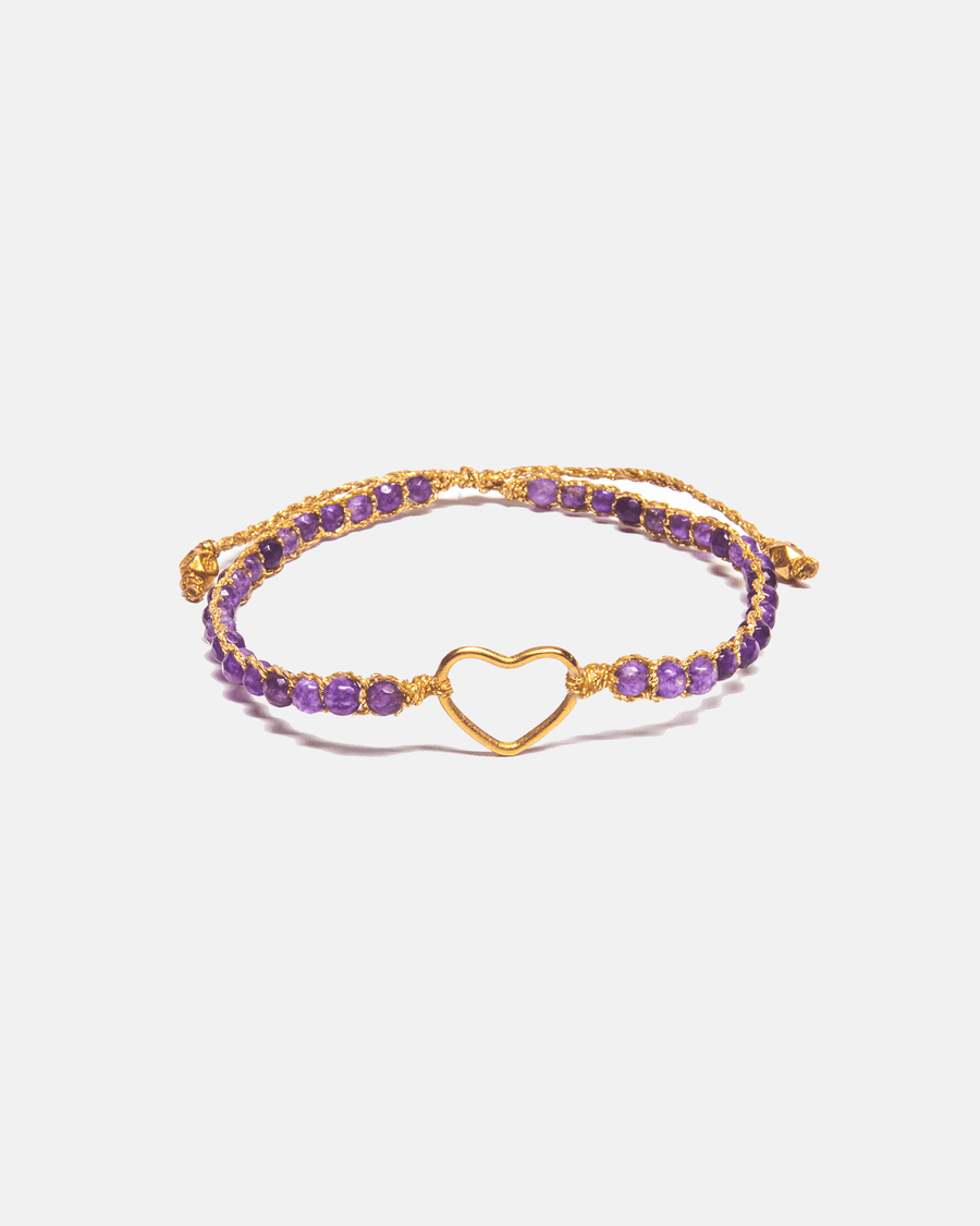 Amethyst Heart Bracelet | Gold - Samapura Jewelry