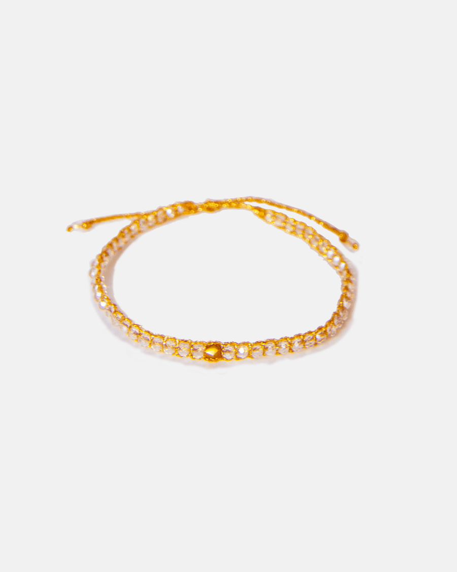 Crystal Clear Rainbow Nugget Bracelet | Gold - Samapura Jewelry