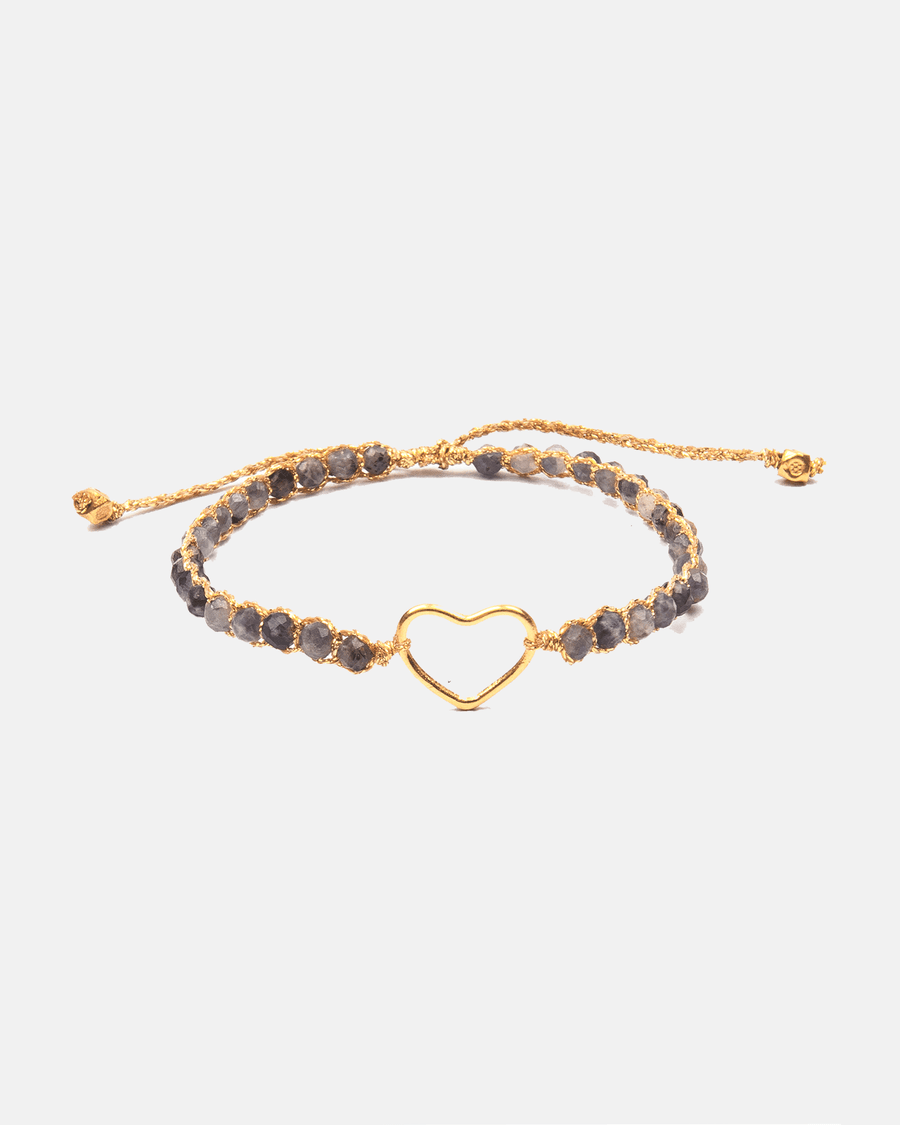 Dark Labradorite Heart Bracelet | Gold - Samapura Jewelry