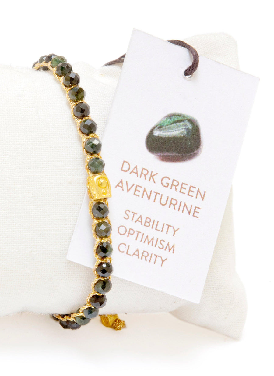 Dark Green Aventurine Bracelet | Gold - Samapura Jewelry