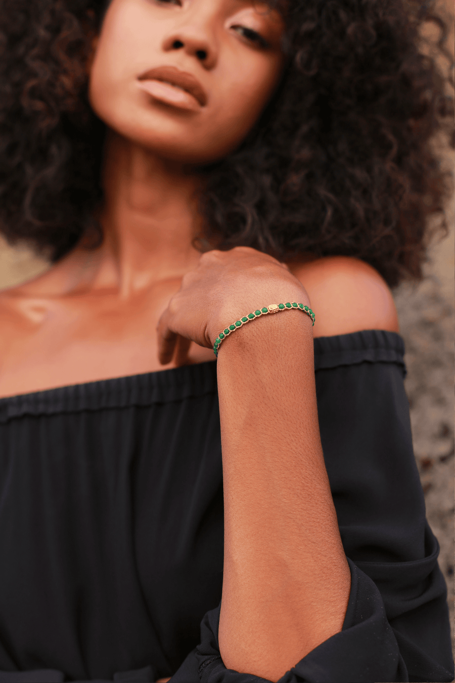 Green Emerald Agate Bracelet | Gold - Samapura Jewelry