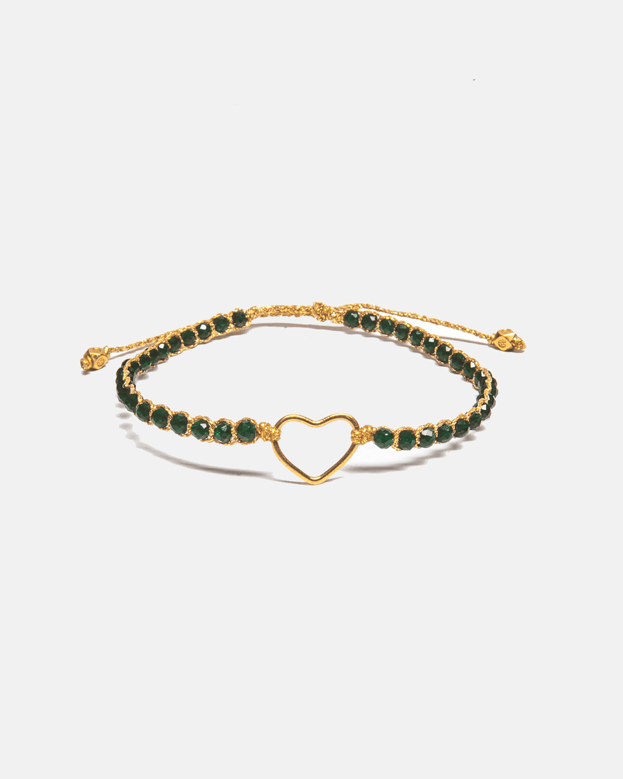 Green Spinel Heart Bracelet | Gold - Samapura Jewelry