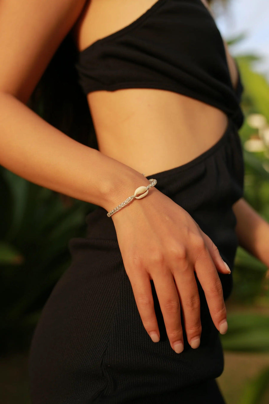 Crystal Clear Rainbow Shell Bracelet | Silver - Samapura Jewelry