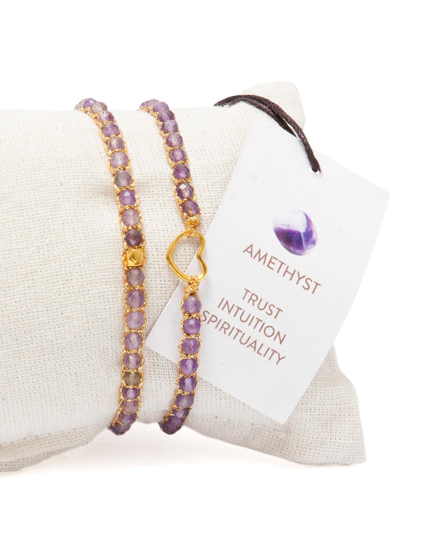Amethyst Heart Kids Bracelet | Gold - Samapura Jewelry