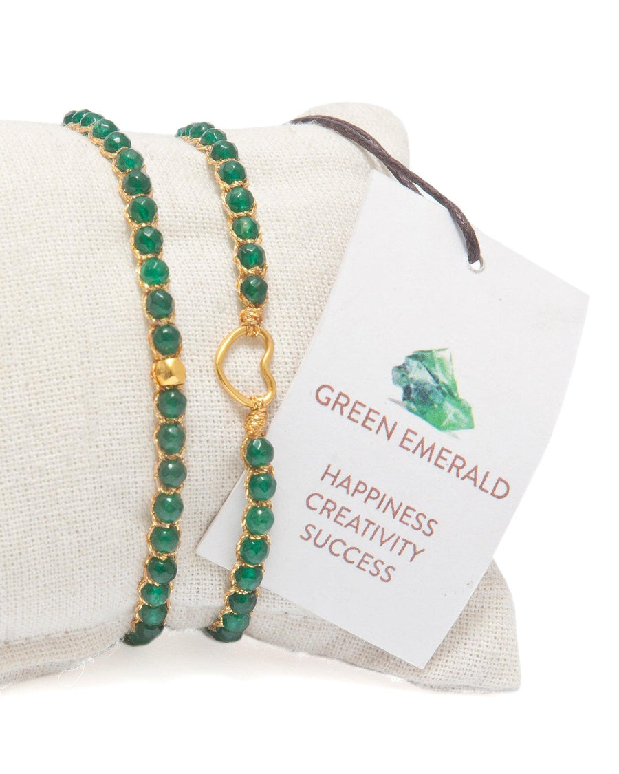 Green Emerald Heart Kids Bracelet | Gold - Samapura Jewelry