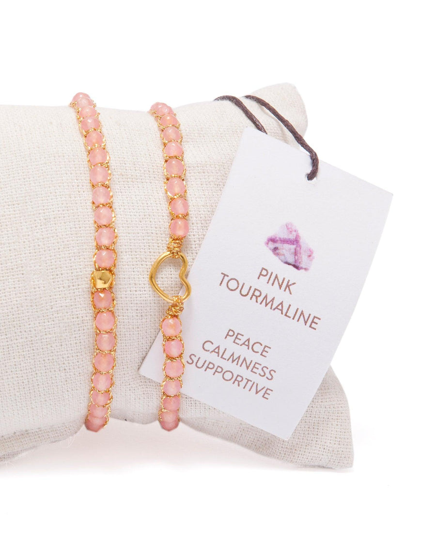 Pink Tourmaline Nugget Kids Bracelet | Gold - Samapura Jewelry