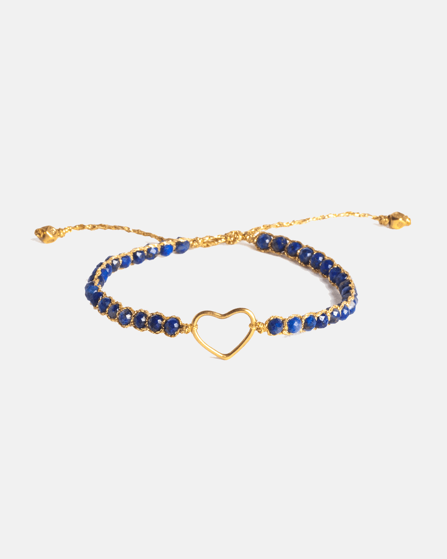 Lapis Lazuli Heart Bracelet | Gold