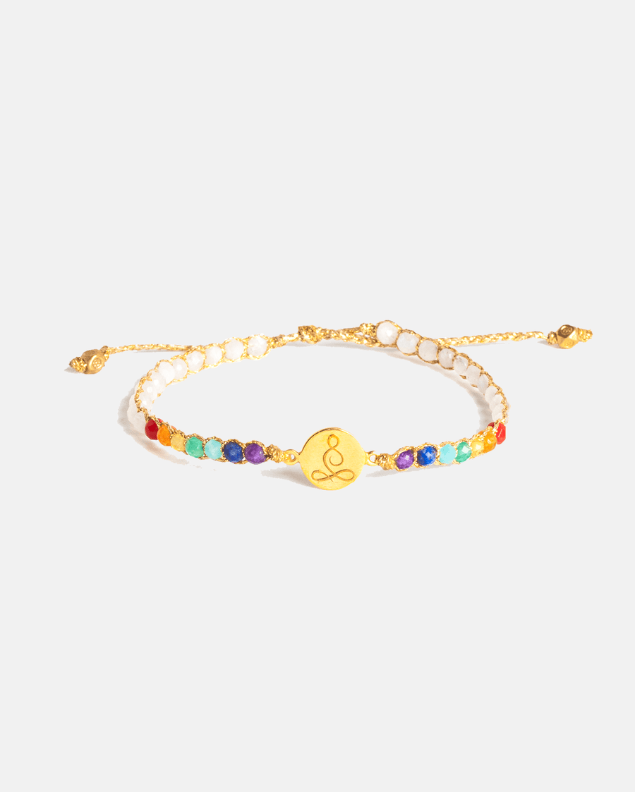 Lotus 7 Chakras Moonstone Bracelet | Gold