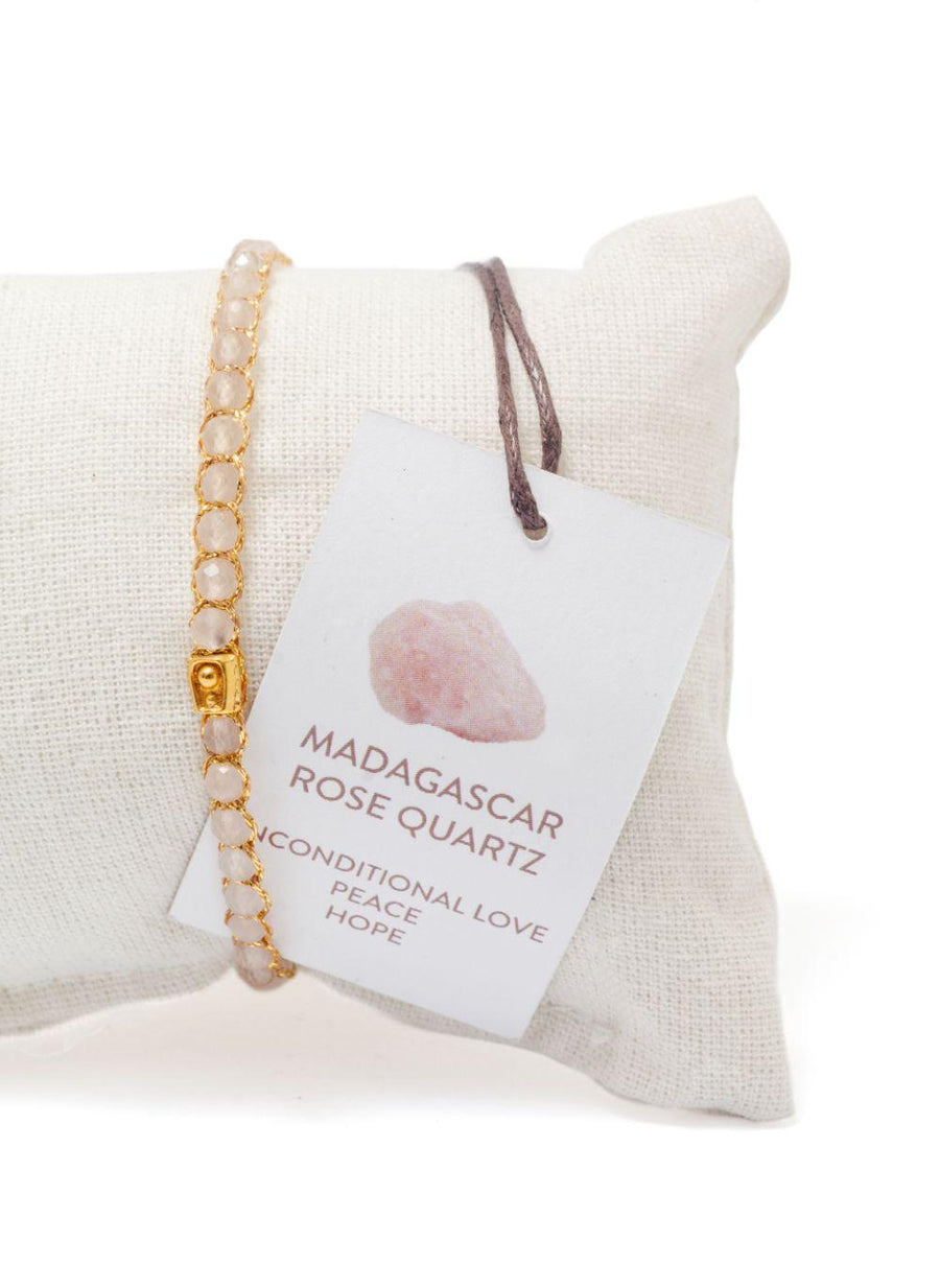 Rose Quartz Bracelet | Gold - Samapura Jewelry