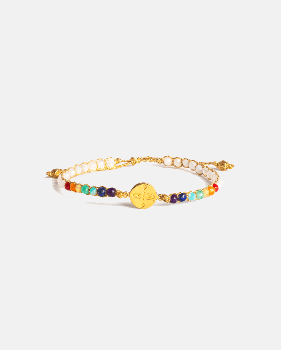 Mindfulness 7 Chakras Moonstone Bracelet | Gold - Samapura Jewelry