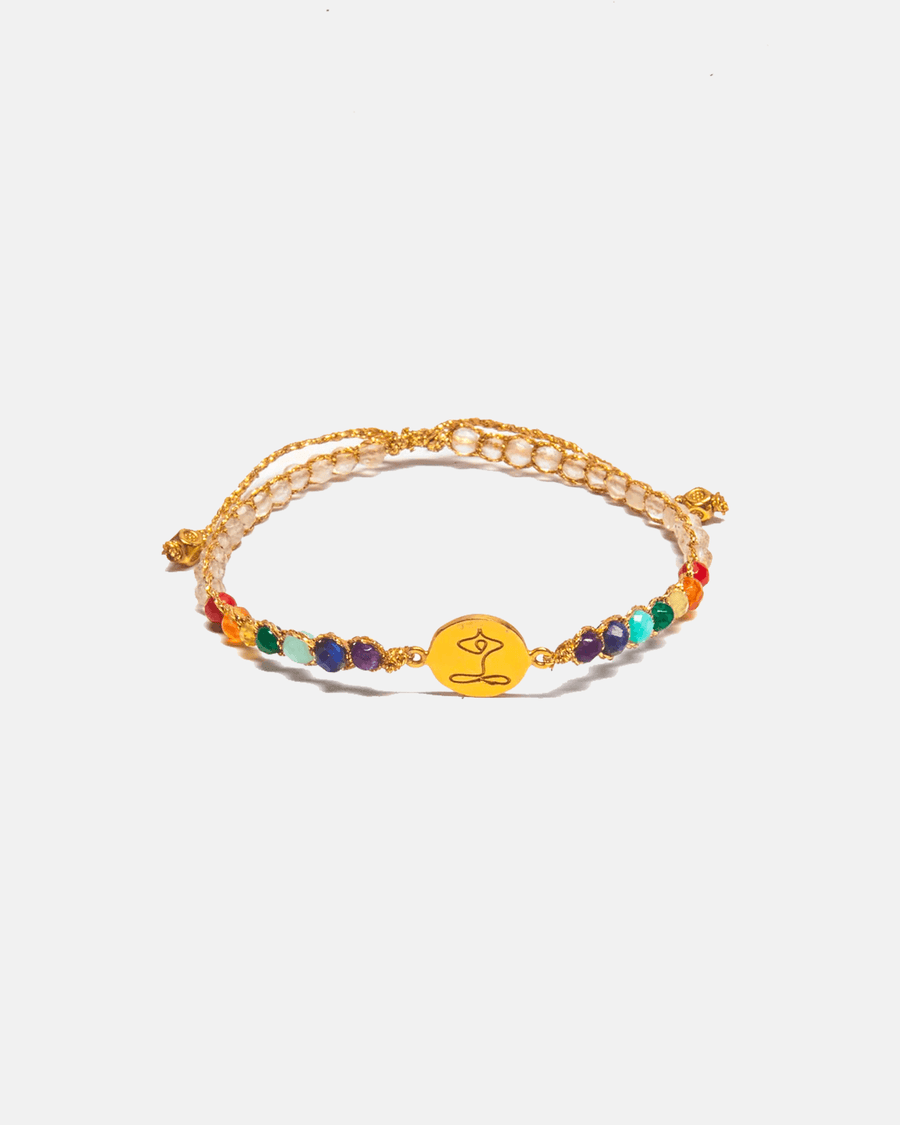 Namaste 7 Chakras Lemon Quartz Bracelet | Gold - Samapura Jewelry