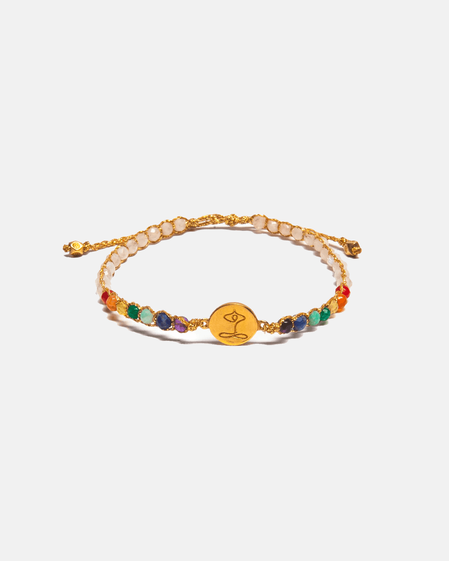 Namaste 7 Chakras Moonstone Bracelet | Gold