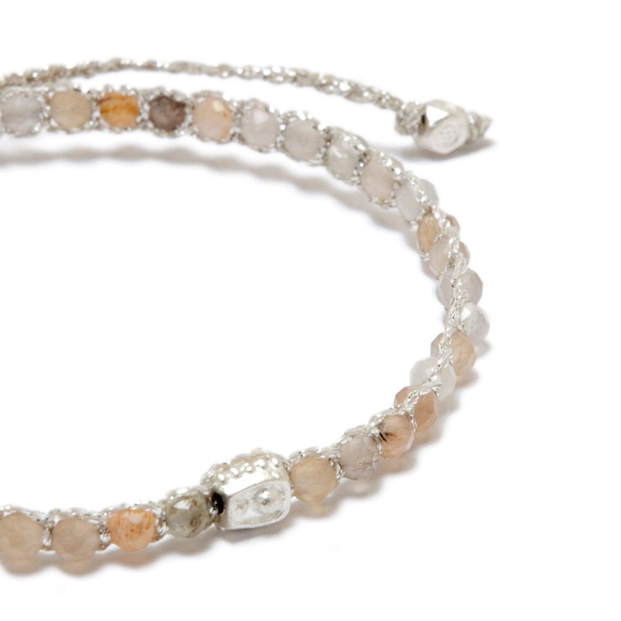Peach Moonstone Bracelet | Silver - Samapura Jewelry
