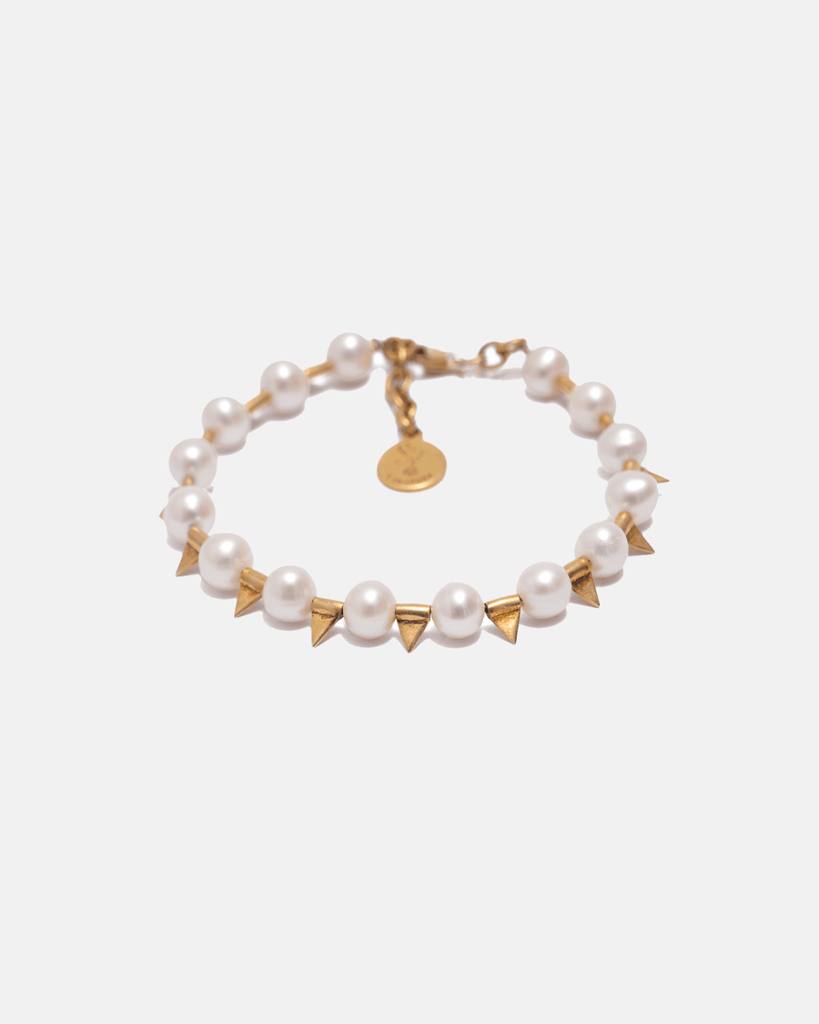 Pearl Bracelet with Stud Beads Gold
