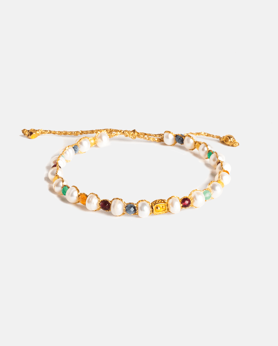 Fresh Water Pearl & Gemstone Bracelet | Gold - Samapura Jewelry