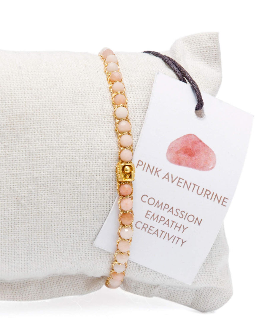 Pink Aventurine Bracelet | Gold - Samapura Jewelry