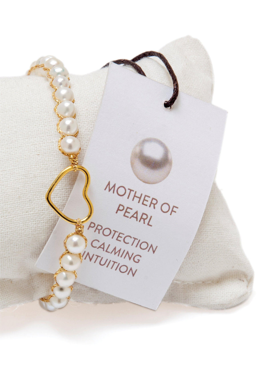 Fresh Water Pearl Round Heart Bracelet | Gold - Samapura Jewelry