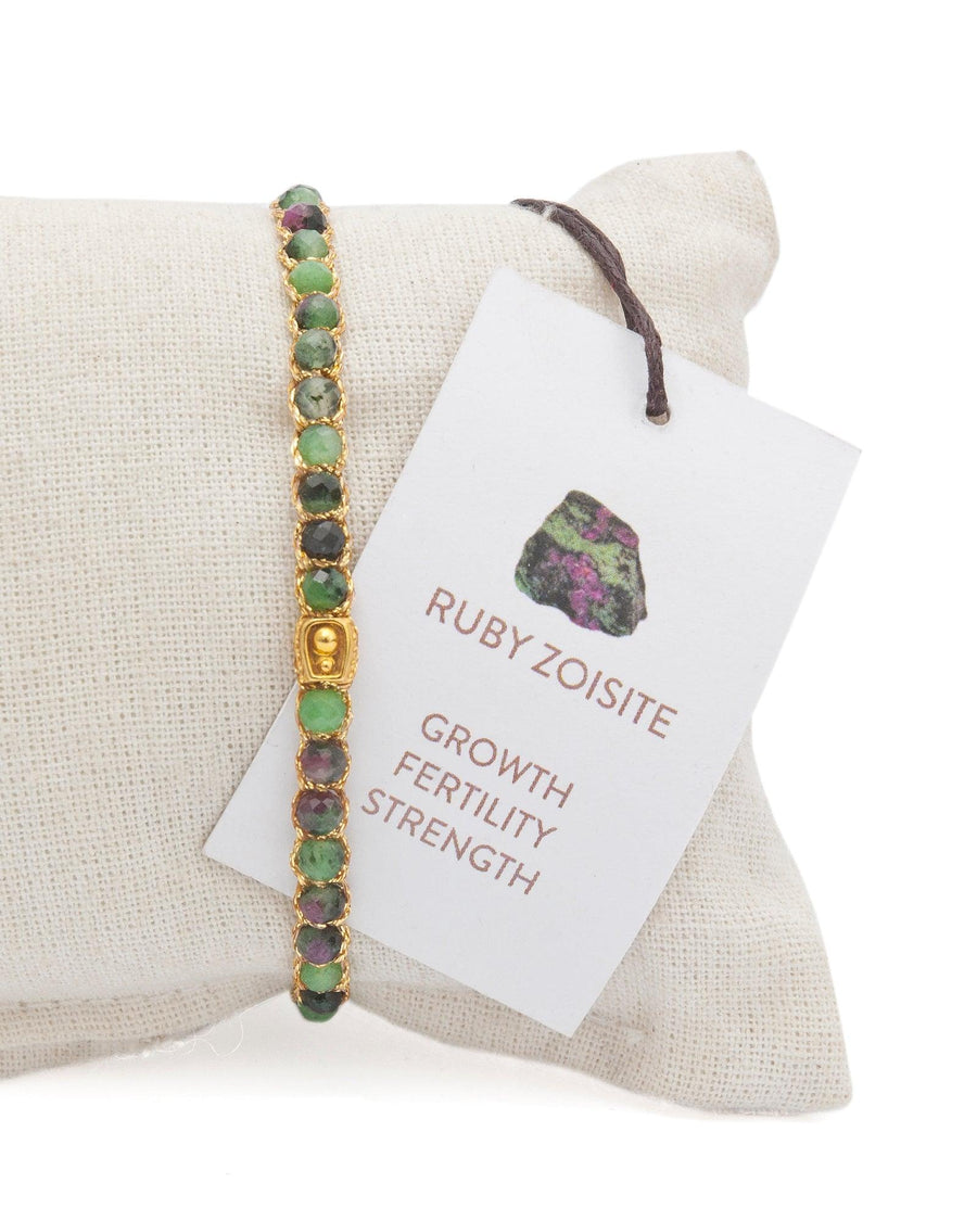 Ruby Zoisite Bracelet | Gold - Samapura Jewelry