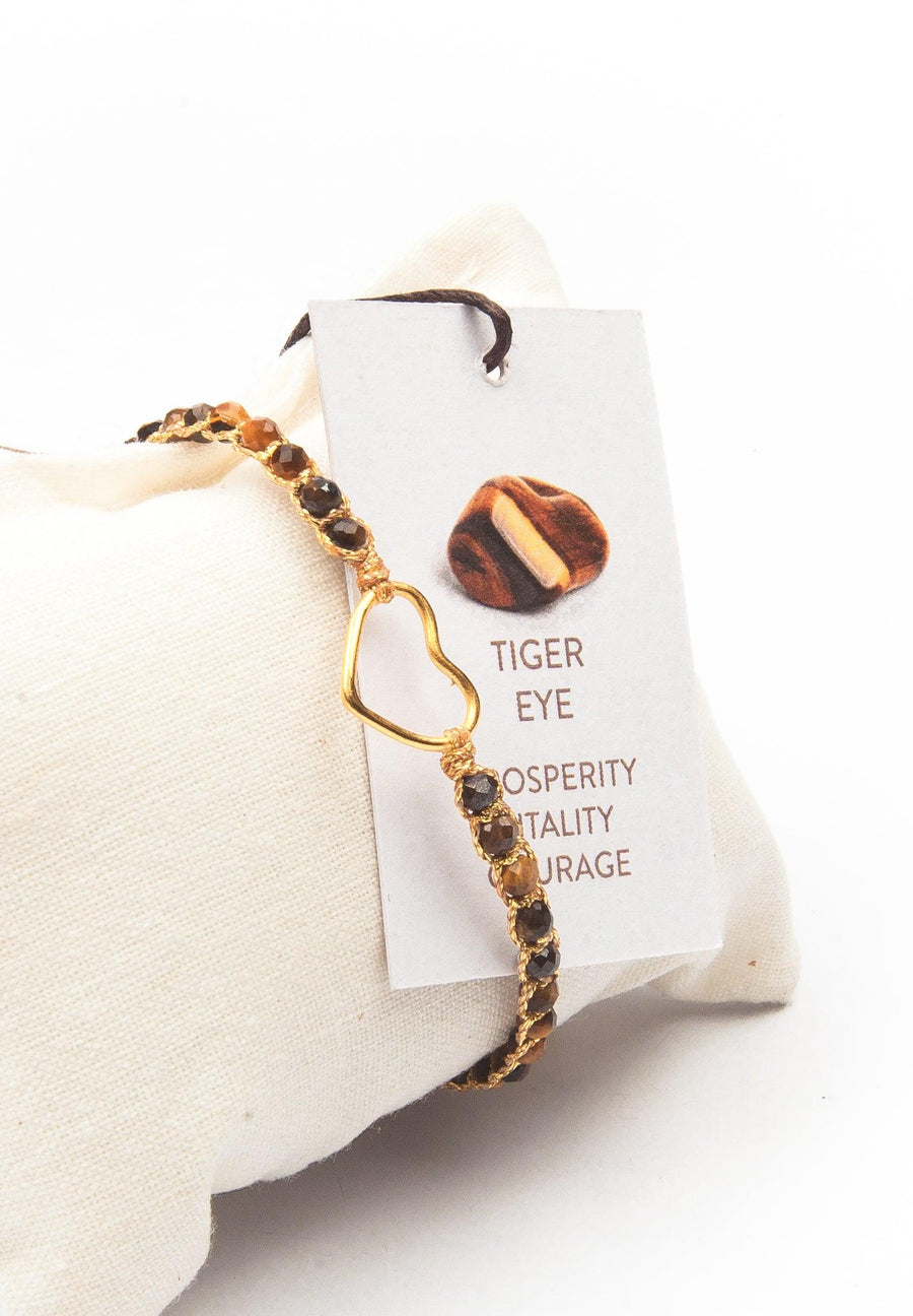 Tiger Eye Bracelet Heart | Gold - Samapura Jewelry