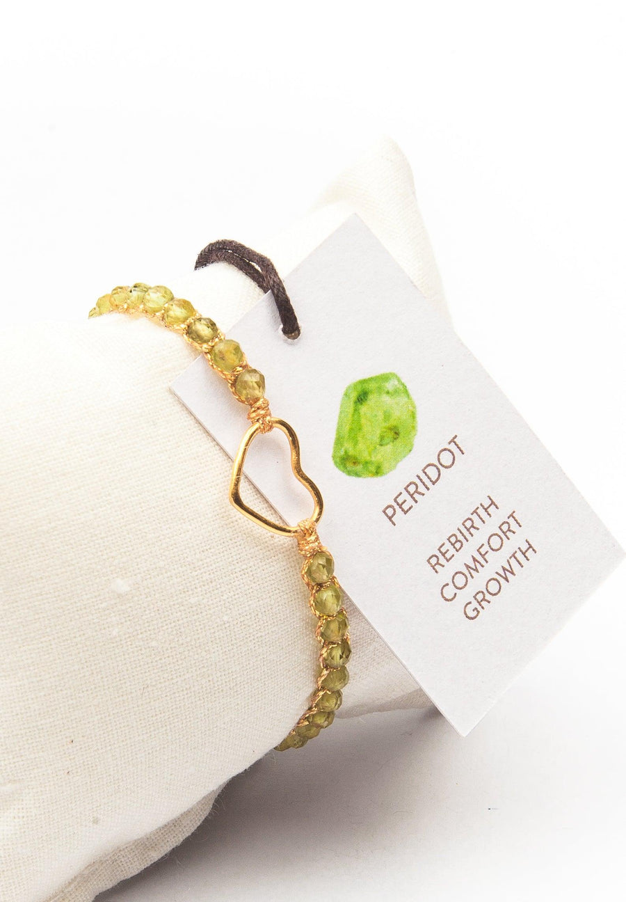 Peridot Heart Bracelet | Gold - Samapura Jewelry