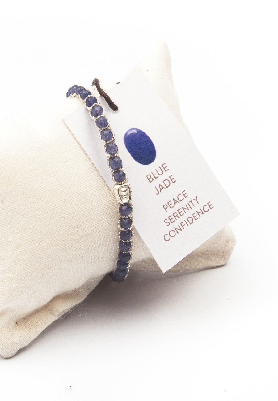 Blue Jade Bracelet | Silver - Samapura Jewelry