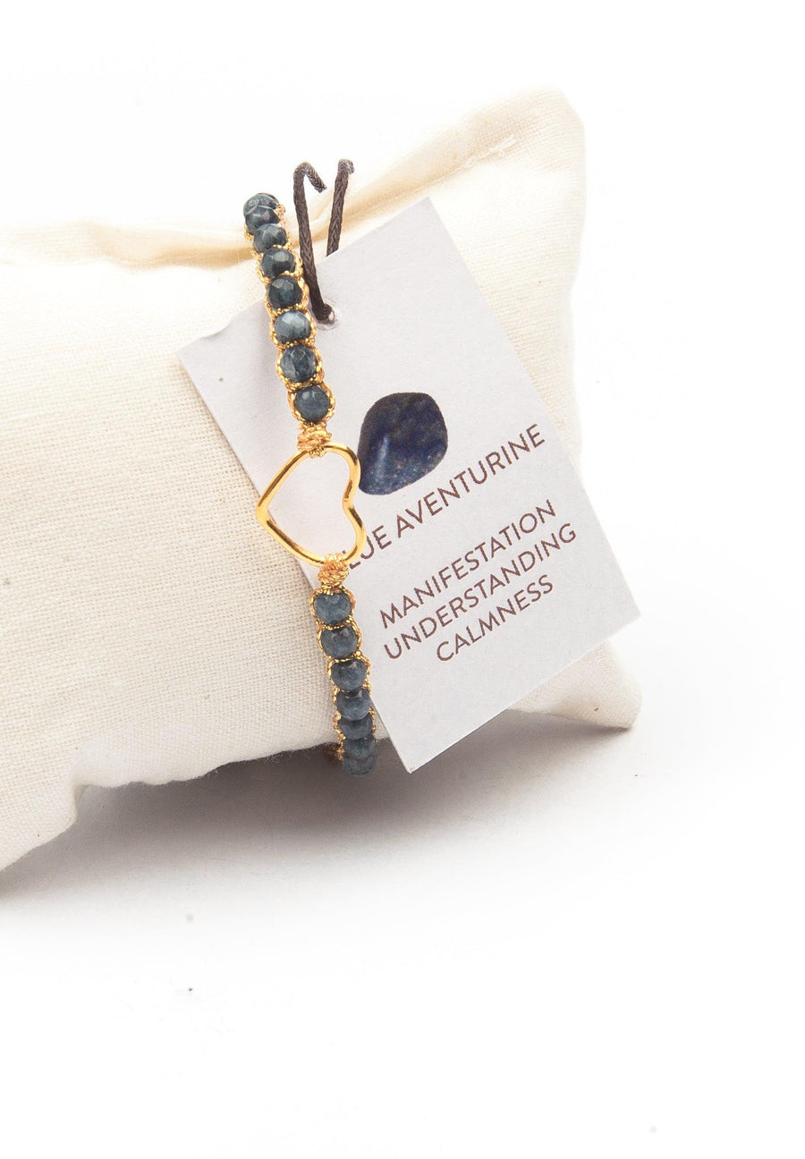 Blue Aventurine Heart Bracelet | Gold - Samapura Jewelry