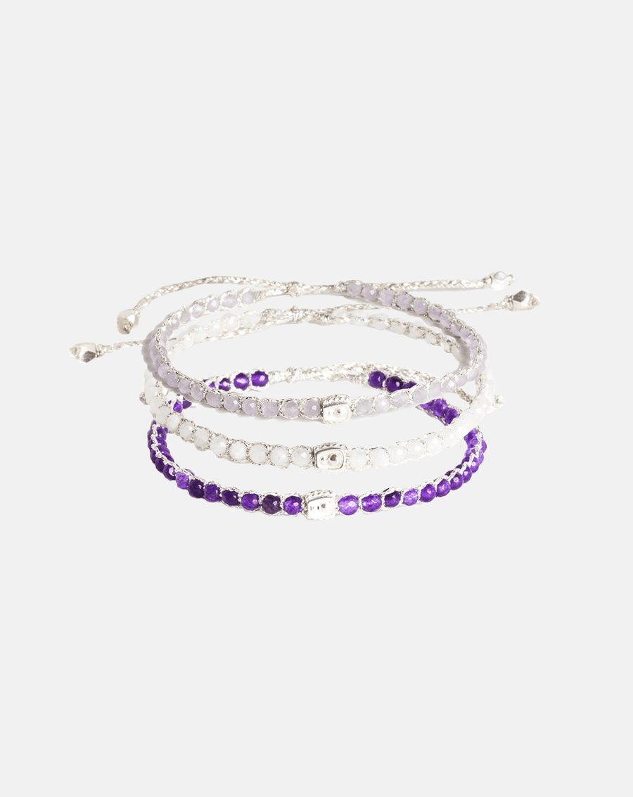 Crown Chakra Stack Bracelets | Silver