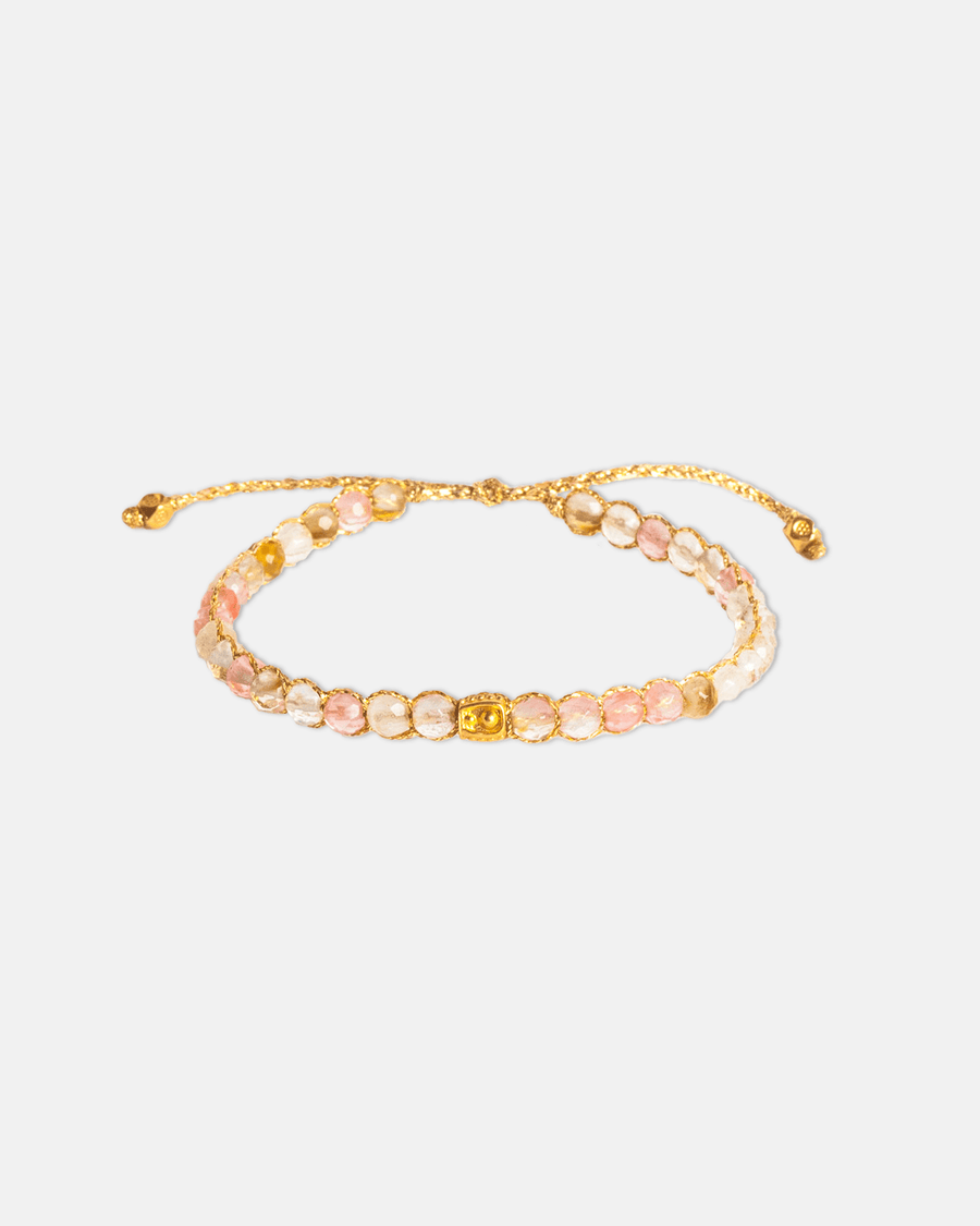 Watermelon Quartz Bracelet | Gold - Samapura Jewelry
